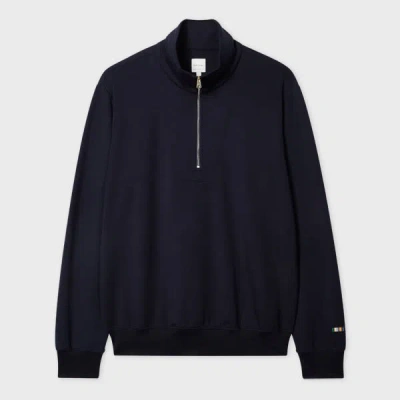 Paul Smith Navy Lyocell-cotton Half-zip Sweatshirt Blue