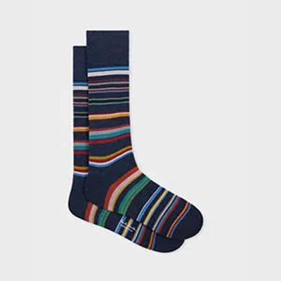 Paul Smith Navy Marl Stripe Socks Blue