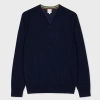 Paul Smith Navy Merino V-neck Sweater Blue In Blue
