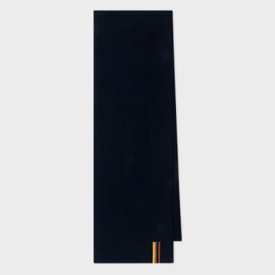 Paul Smith Navy Merino Wool 'artist Stripe' Scarf Blue