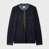 Paul Smith Navy Merino Wool Contrast-collar Henley Top Blue In Blue
