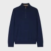 Paul Smith Navy Merino Wool Half-zip Sweater Blue In Blue