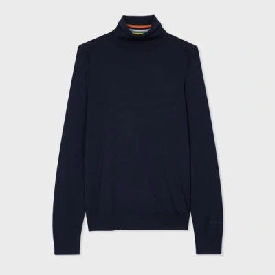 Paul Smith Navy Merino Wool Roll Neck Sweater Blue