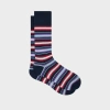 Paul Smith Navy Mixed Striped Socks Blue In Multi