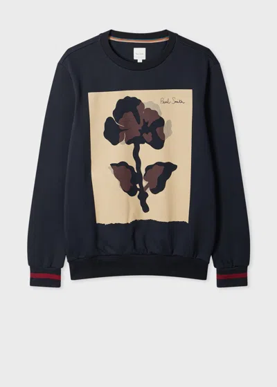Paul Smith Navy 'placement Flower Print' Sweatshirt Blue