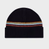 Paul Smith Navy 'signature Stripe' Block Beanie Blue In Blue