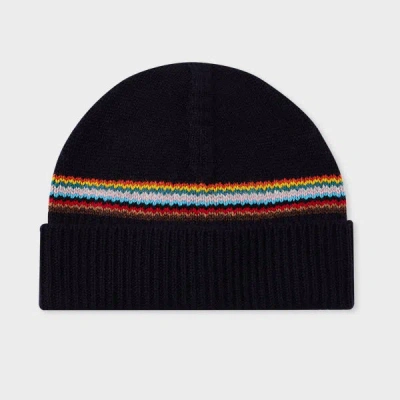 Paul Smith Navy 'signature Stripe' Block Beanie Blue