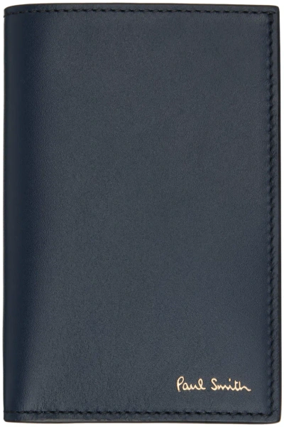 Paul Smith Navy Signature Stripe Credit Card Wallet In Blue