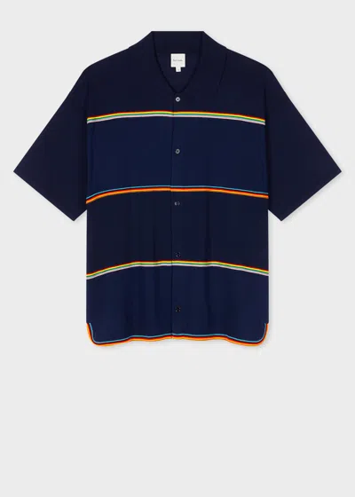 Paul Smith Navy 'signature Stripe' Knitted Shirt Blue