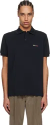 Paul Smith Navy Signature Stripe Logo Cotton Polo In 49 Blue