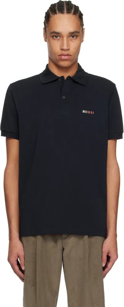 Paul Smith Navy Signature Stripe Logo Cotton Polo