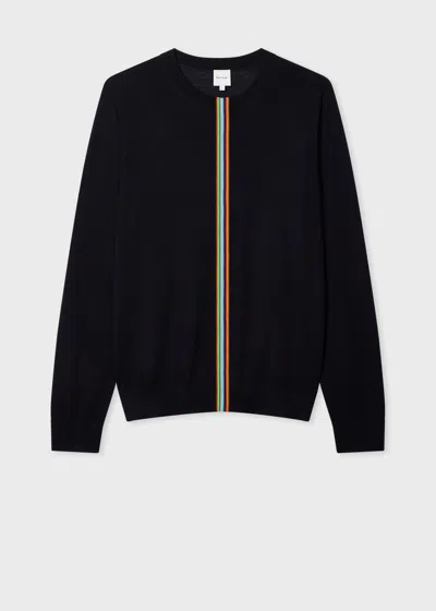 Paul Smith Navy 'signature Stripe' Merino Wool Sweater Blue In Black
