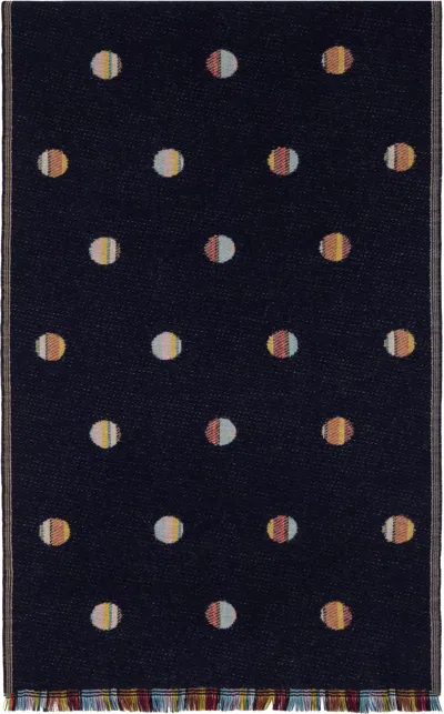 Paul Smith Navy Signature Stripe Polka Dot Scarf In 92 Multicolour
