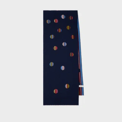 Paul Smith Striped Polka-dot Scarf In Blue