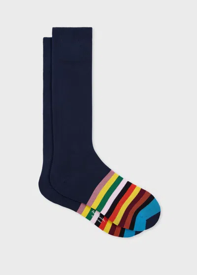 Paul Smith Navy 'signature Stripe' Tipping Socks Blue