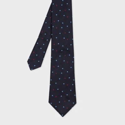 Paul Smith Navy Silk 'hearts' Tie Blue