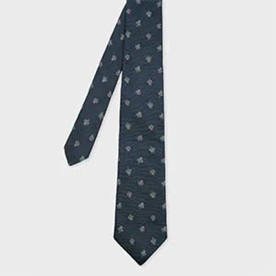 Paul Smith Navy Silk 'robot' Tie Blue