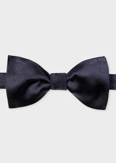 Paul Smith Navy Silk Satin Self-tie Bow Tie In Blue