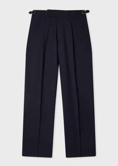 Paul Smith Navy Single-pleat Wool-mohair Evening Trousers Blue