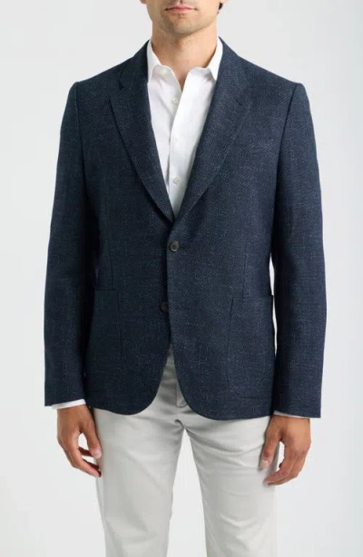 Paul Smith Navy Slub Wool & Cotton Blend Sport Coat In Transparent