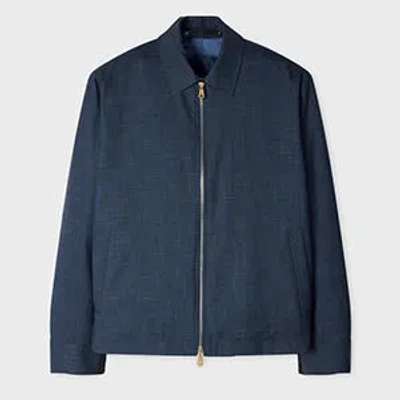 Paul Smith Navy Space-dye Check Wool Jacket Blue