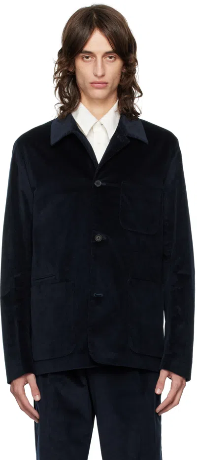 Paul Smith Navy Spread Collar Blazer In 47 Blues