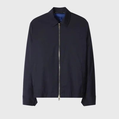 Paul Smith Navy 'storm System' Wool Harrington Jacket Blue