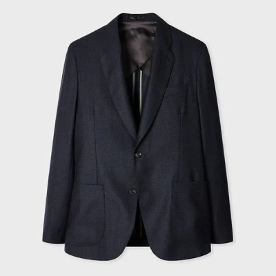 Paul Smith Navy Subtle-check Wool Patch-pocket Blazer Blue