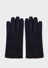 Paul Smith Navy Suede 'artist Stripe' Piping Gloves Blue In Blue