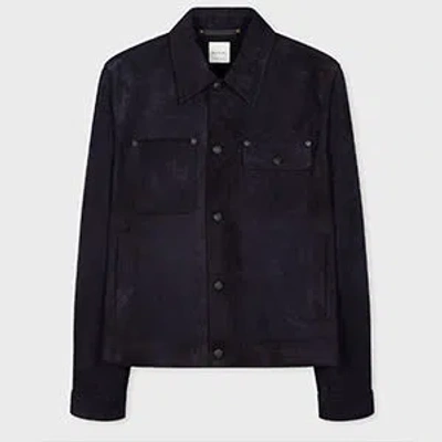 Paul Smith Navy Suede Short Jacket Blue