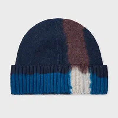 Paul Smith Navy Tie-dye Merino Wool Beanie Blue