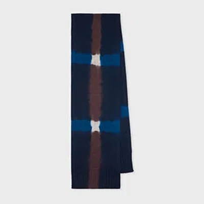 Paul Smith Navy Tie-dye Merino Wool Scarf In Blue