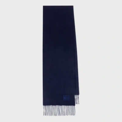 Paul Smith Navy Tonal Embroidered Logo Cashmere Scarf Blue