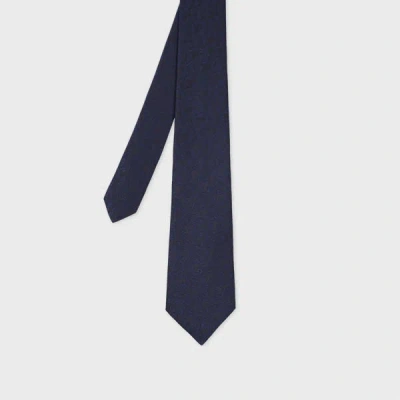 Paul Smith Navy 'tonal Floral' Jacquard Silk Tie Blue