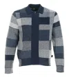 Paul Smith Navy Tonal Patchwork Zip Through Cardigan In Blue
