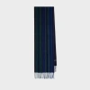Paul Smith Navy Tonal Stripe Lambswool Scarf Blue In Blue