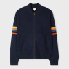 PAUL SMITH NAVY WOOL 'ARTIST STRIPE' ZIP BOMBER JACKET BLUE