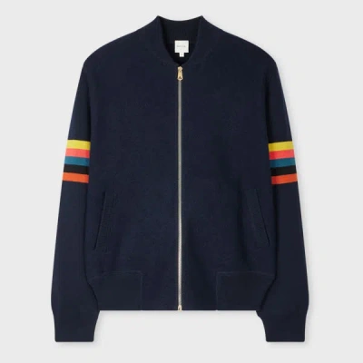 Paul Smith Mens Knitted Bomber Jacket Blue
