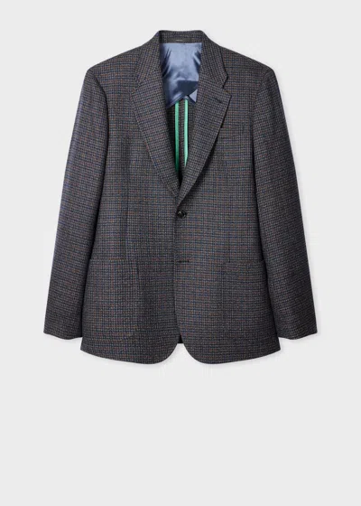 Paul Smith Navy Wool-cashmere Check Buggy-lined Blazer Blue In Gray