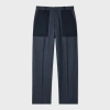 Paul Smith Navy Wool Check Contrast-panel Trousers Blue In Blue