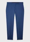 Paul Smith Navy Wool Cuffed Check Trousers Blue In Blue