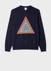 Paul Smith Navy Wool 'pyramid Stripe' Intarsia Sweater Blue In Blue