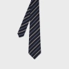 Paul Smith Navy Wool-silk Stripe Tie Blue In Blue