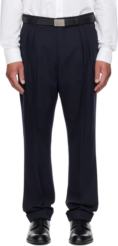 Paul Smith Navy Wool Trousers In Blue