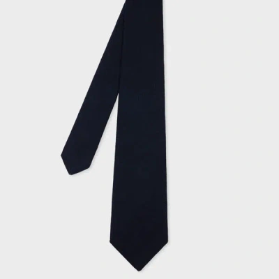 Paul Smith Navy Wool-silk Herringbone Tie Blue