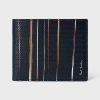 Paul Smith Navy Woven Leather 'signature Stripe' Pinstripe Billfold Wallet Blue