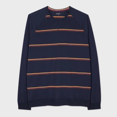 Paul Smith Navy Yarn Dyed 'artist Stripe' Lounge Top Blue