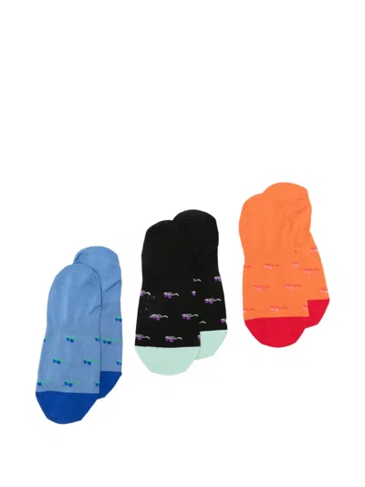 Paul Smith No Show Patterned Socks (set Of Three) In Multi