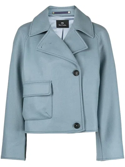 Paul Smith Notched Biker Jacket In Blue