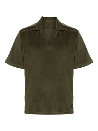 Paul Smith Notched-collar Towelling-effect Shirt In Green